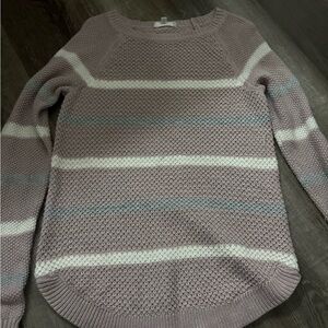 Cloud Chaser Mauve and White Striped Sweater